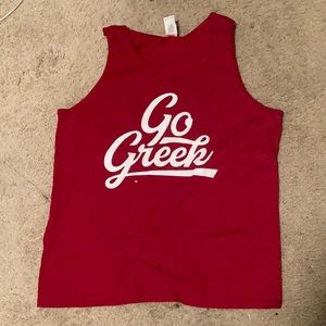 Red go Greek tank top